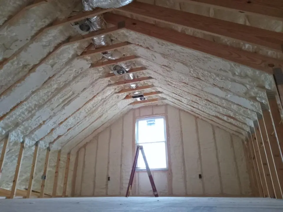 Spray foam roofing application for Crawl Space Insulation project in Windsor Heights